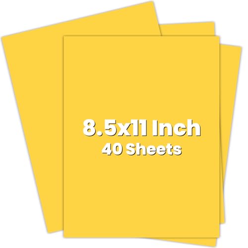Yellow Cardstock 8.5 x 11 40 Sheets Yellow Paper Card Stock for Printer Solar Yellow Cardstock Paper for Invitations Art Drawing Menus DIY Cards Tags Crafts Certificates School Office