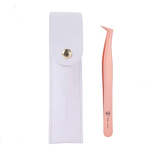 Pretty memory Eyelash Extension Tweezers with Tweezer Bag, Stainless Steel Precision Volume Tweezers, Anti Static Eyelash Extensions Tweezer Tools, Professional White