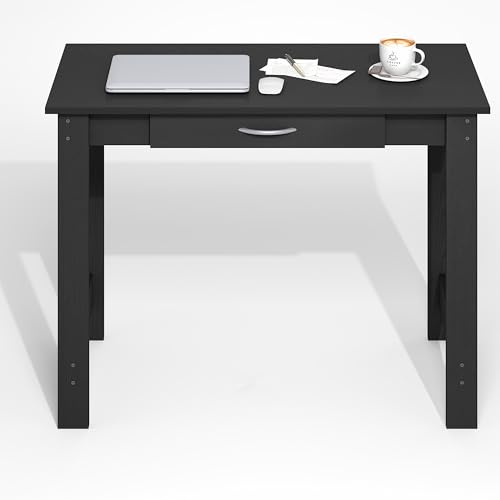 Furinno Jaya Desk, 39.2" Wide Computer Desk with H-Legs and Drawer, Darkwood - image 4