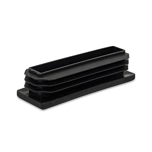 Image of Flyshop Chair Glide Inserts, Black, 25 x 75 mm (1 inch x 3 inch) | 8 Pack, Plastic Plugs, Rectangle Pipe Tubing End Caps