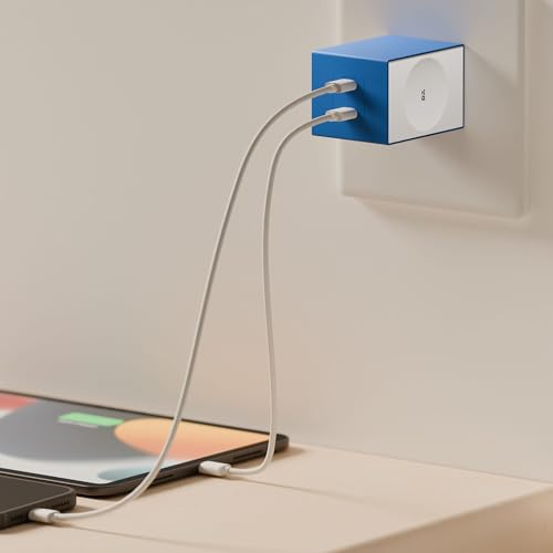 Image of DailyObjects POP 33W Wall Charger Adapter with Foldable Pins|USB-C Dual Port Power Output|Fast Charging|GaN5 Tech|Support iPhone 12 13 14 15 16 pro Max, Android,ipad,Samsung,oneplus|Lightweight- Blue