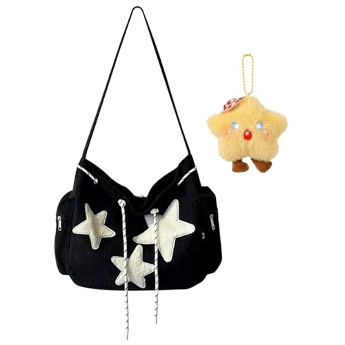 Sac BandoulièRe Femme, Y2k Sac à BandoulièRe En Velours CôTelé, Sacs A Main Sacoche Femme Avec Pendentif éToile, Grand Messenger Multipoches Loisir, Sacs...