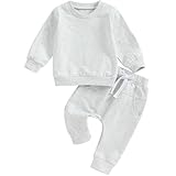 Tiaham Baby Boy Clothes Girl Outfits Fashion Sweatshirt Sweat Pant Kids Toddler Tops Pant Sets (Gray, 2-3 Years)