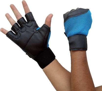 DreamPalace India Gym Sport Fitness Exercise Workout Cycling Riding Weightlifting Gloves for Men & Women with Wrist Support Leather Padded Palm Support (Free Size) (Blue) (B09NNGN275) Amazon Price History, Amazon Price Tracker