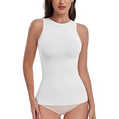 EUYZOU Women Shapewear Tummy Control Tank Tops Seamless Compression Tops Body Shaper Camisole, White XXL Cover