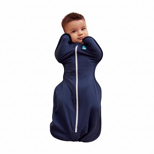 Image of Love to Dream Swaddle UP, Baby Sleep Sack, Self-Soothing Swaddles for Newborns, Get Longer Sleep, Snug Fit Helps Calm Startle Reflex, New Born Essentials for Baby, 1.0 TOG, Medium 13-19 lbs, Navy