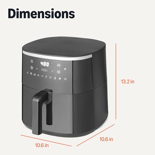 Image of Amazon Basics 4.4-Quart Digital Air Fryer with Easy View Window, 8 Preset Menus, Digital Touch Controls, 140℉-400℉ Temperature Range, 1400W, Black