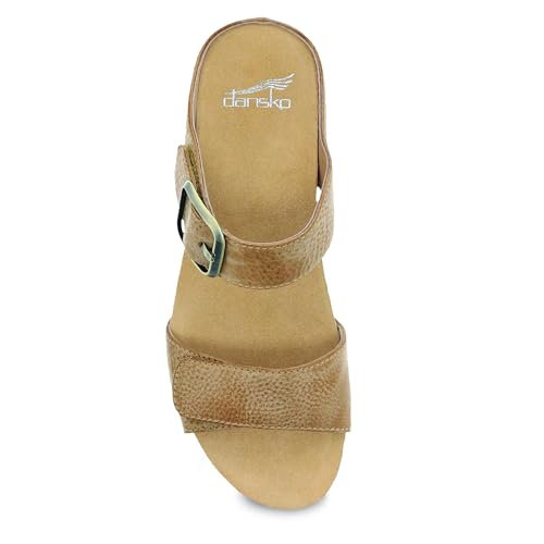 Image of Dansko Tanya Slip-On Wedge Sandal for Women - Cushioned, Contoured Footbed for All-Day Comfort and Support - Hook & Loop Strap with Buckle Detail - Lightweight Rubber Outsole