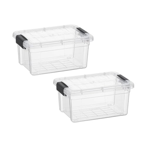 Image of Superio Clear Storage Bins with Lids, Stackable Storage Box with Latches and Handles, Extra Small, 2 Pack 3 Quart