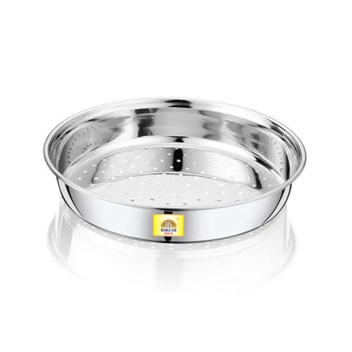 Image of Rakesh Gold Stainless Steel Colander & Strainer for Kitchen Use - Multi-Use Channi /Steel Chalni with Holes for Washing Rice, Fruits, Vegetables & Wheat (Regular Size) (Extra-Large, Hole CHALNI)