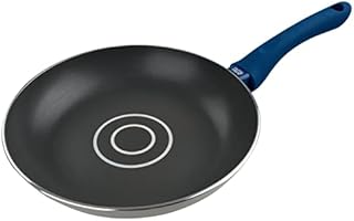 Tasty Frying Pan 24cmØ, Non-Stick Cooking Pan with Oil Dosage System, Frypan,Non-Stick Coating Saucepan for All Stoves incl. Induction, Dishwasher Safe, Dimensions: 24x5cm, Colour: Grey,Blue
