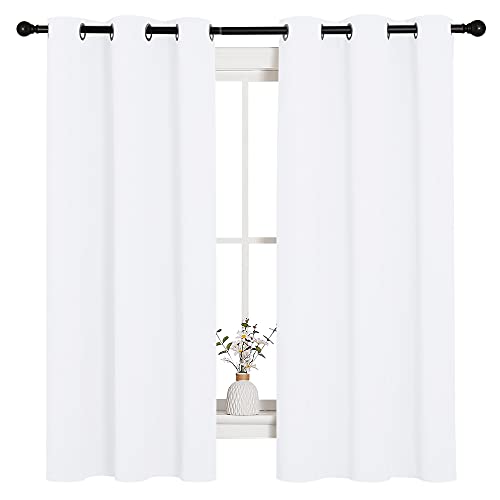 Image of NICETOWN White Window Curtain Panels - 50% Light Blocking Curtains for Bedroom & Dining Room Window (Set of 2, 42 inches x 63 inches)
