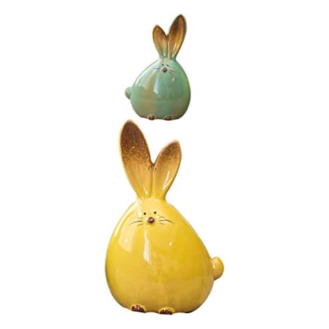 TOYANDONA Ceramic Easter Bunny Rabbit Statues Cover