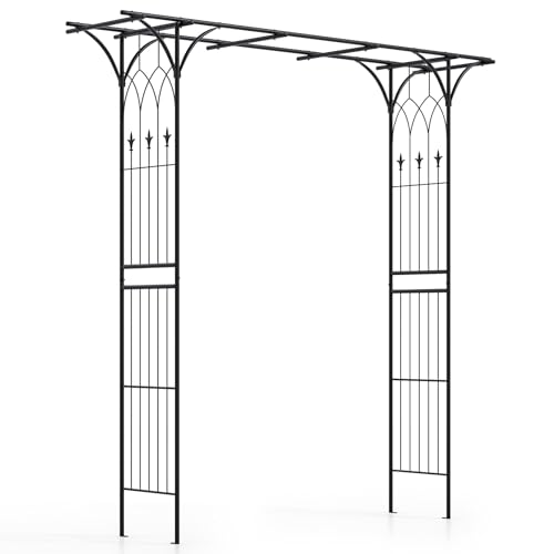 Giantex Garden Arbor Wedding Arch for Ceremony Party, Metal Trellis Archway for Climbing Plants Rose Grape Vines, Steel Frame Pergola Decoration for Backyard Patio Lawn Pathway, Easy to Assemble