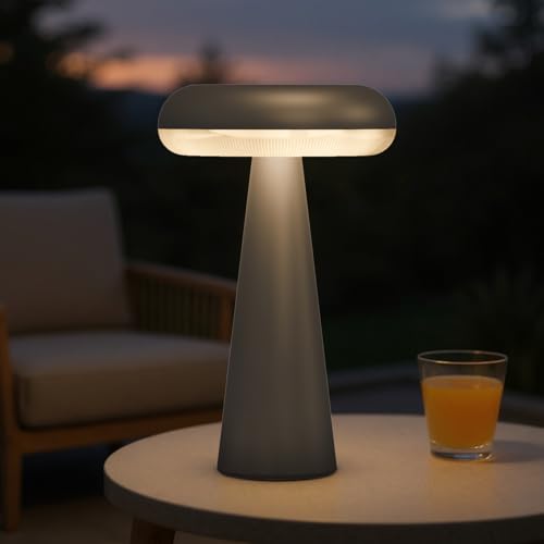 Solar Yard Solar Table Lamp Outdoor Water-Resistant, Cordless USB Table Lights for Patio, 3 Lighting Modes Solar Desk Lamp for Garden Outside Patio Bedroom Living Room, Black Black Glow Lamp