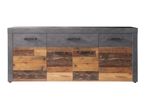 trendteam smart living - Indy - Kommode - Eiche/Grau - Sideboard mit 4 Türen, 1 Schublade und 5 Einlegeböden - (BxHxT) 178 x 76 x 40 cm - antikfarbene Griffe trendteam smart living - Indy - Kommode - Eiche/Grau - Sideboard mit 4 Türen, 1 Schublade und 5 Einlegeböden - (BxHxT) 178 x 76 x 40 cm - antikfarbene Griffe
