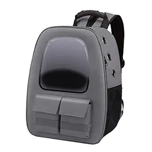 Losa Cat Carrier Backpack Transparent Airline Approved for Outdoor Travel Grey