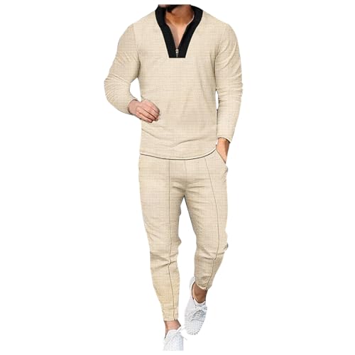 Sweat à capuche col montant homme et pantalon de jogging gaufré
