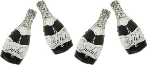 Image of Black Champagne Bottle Balloons Salut Foil Aluminum Balloon Birthday Party Supplies Baby Shower Wedding Engagement Party Decorations (Pack of 2)