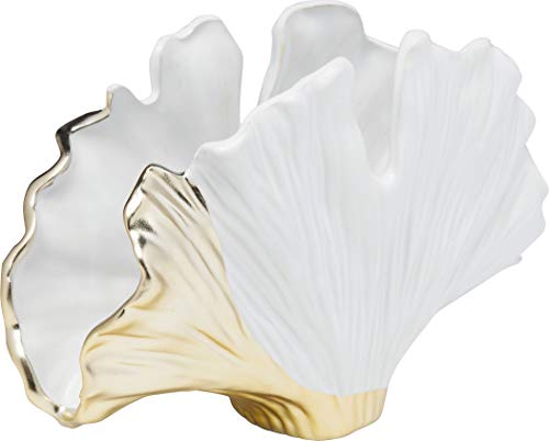 Kare Design Vase Gingko Elegance, Weiß/Gold, Deko Vase, Gingko-Blatt...