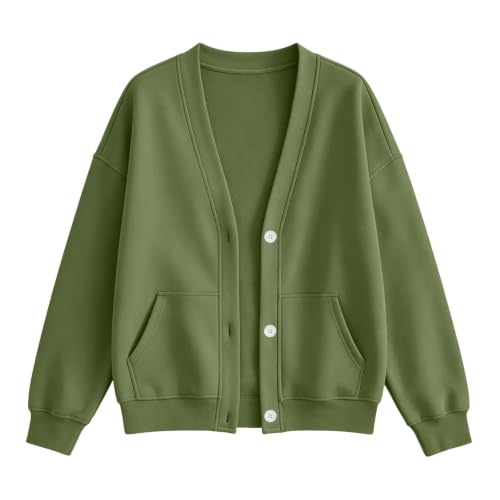 Womens Button Down Sweatshirt Cardigan Loose Oversized Long Sleeve Cardigan - image 5