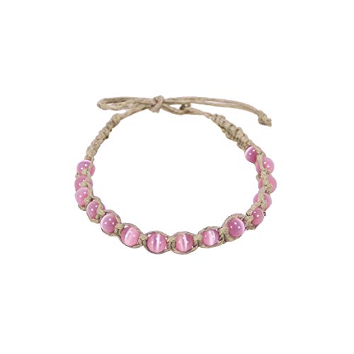 BlueRica Hemp Anklet with Cat's Eye Beads