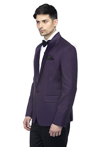 Image of FAVOROSKI Designer Men's Solid Poly Viscose Slim Fit Shawl Collar Tuxedo Suit Blazer