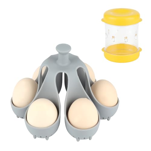 Creative Manual Hand Boiled Egg Peeler,Cooked Egg Stripper & Silicone Boiled Egg Stand Rack Holder Kitchen Gadget