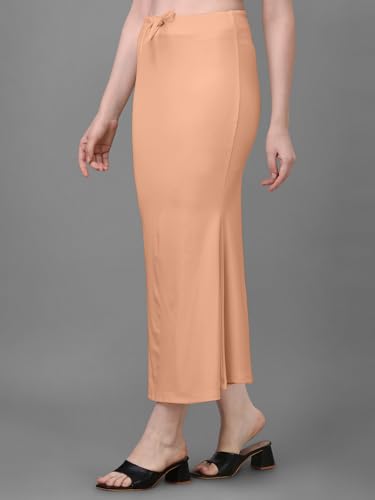 Image of Women's Saree Shapewear Petticoat, Cotton Blend Stretchable Mermaid Skirt, High Waist Tummy Control, Smooth Curve Fit with Adjustable Drawstring