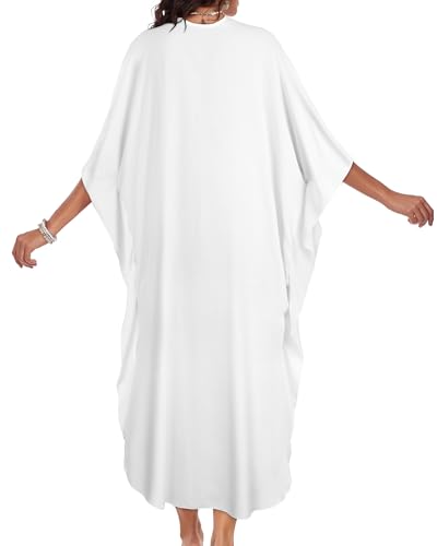 Image of Kaftan Dresses for Women V Neck Caftans Batwing Sleeve Beach Cover Ups