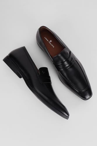 Image of Louis Philippe Men Premium Leather Breathable Lining Material Anti Slip with Heel TPR Sole Formal Slip-on Shoes