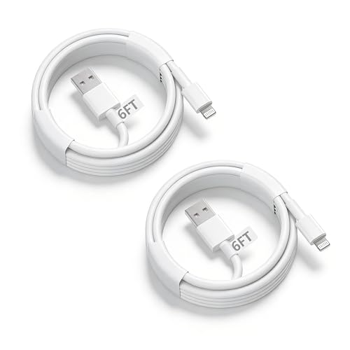 Car Carplay Cable, 6FT Car Charger Cord, Lightning to USB A Cords Compatible for Apple iPhone 14 13 12 11 Pro Max XR XS X 8 7 6 Plus SE iPad, Two Pack,White