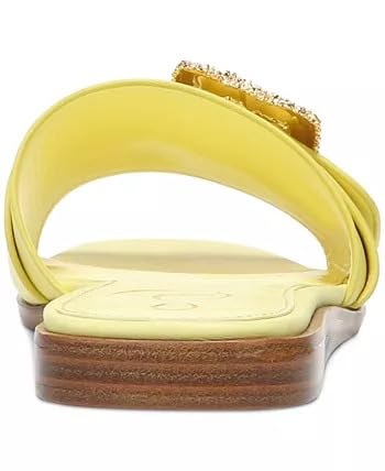 Image of Sam Edelman Inez Butter Squared Open Toe Buckle Detail Slip On Slides Sandals (Butter, 6)