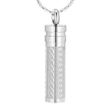 constantlife Cremation Jewelry for Ashes Openable Pill Case Urn Necklace Keepsake Perfume Memorial Pendant Locket Charm Accessories (Silver)
