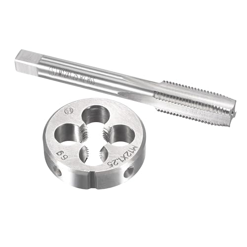 TOP-VIGOR M12 x 1.25mm Metric Tap and Die Set, Machine Thread Screw Tap with Round Threading Die