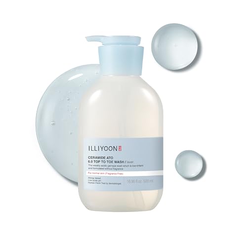 ILLIYOON Ceramide Ato 6.0 Nettoyant de la tête aux pieds pour bébé 500ml (16.9 fl.oz.), Tout-en-un pour les peaux sensibles, Doux pour les nourrissons et les adultes, Sans Parfum