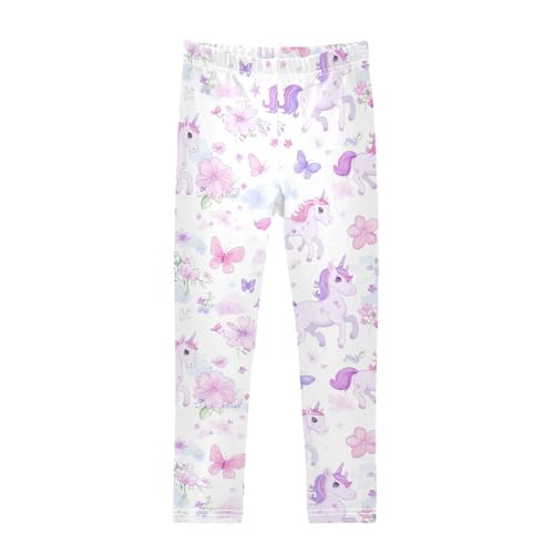 Cute Unicorns Girls' Leggings Toddler Doodles Flowers Kids Yoga Pants Dance Active Tights 4T Multi