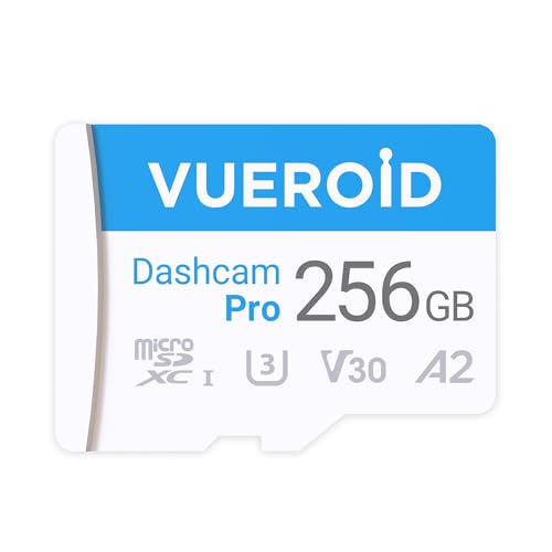 Vueroid 256GB Dashcam Pro microSDJ[h [_[A_v^[t C10 V30 UHS-I NX10 A1 [J[h 4K UHDrfIp ǂݎ葬x ő100MB/b microsdxc
