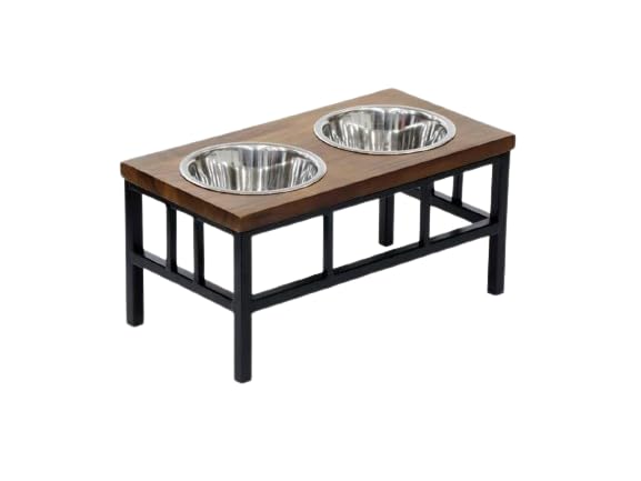 MAGIC PET STORE Acacia Wooden Top Feeder Pet Dinner with Stainless Steel Pet Bowl Double Feeding Diner with Elevated Stand for Providing Food and Water to for Medium Breed Dog, Puppies & Cats (11007) (B0CWLVCZVM) Amazon Price History, Amazon Price Tracker