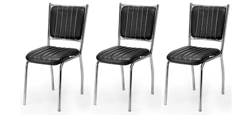 Image of GOYALSON Office Chair Visitor Chair Without arm Rest with Steel Frame and Cushioned seat Back, Chair Without Wheels Holds up to 110 kg Heavy Design (3, Black, Heavy 3)