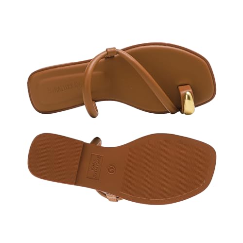 Stratuxx Kaze Women's Toe Ring Flat Sandals Dressy Thong Toe Loop Slides - image 5