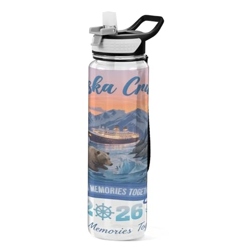 tplaotee 30 oz Alaska Cruise Ship Design Designed clear plastic sports water bottle for college Unique design decor college Office Travel Home