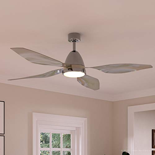 Urban AmbianceLuxury Modern Indoor Ceiling Fan, Large Size: 16.7" H x 60" W, with Luxe Style Elements, Brushed Nickel Finish, UHP9111 from the Niantic Collection