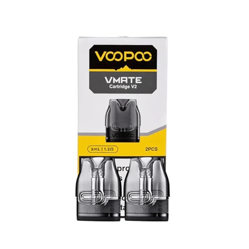 VOOPOO VMATE V2 Cartucho,0,7 Ohm/1,2 Ohm,3 ml for Vmate/Vmate Infinity Edition/Vmate E/V.Thru Pro E Cigarette No Nicotine (1.2 Ohm (2PCS))