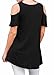 Afibi Women's Casual Short Sleeve Cold Shoulder Tunic Tops Loose Blouse Shirts (XX-Large, A-Black)