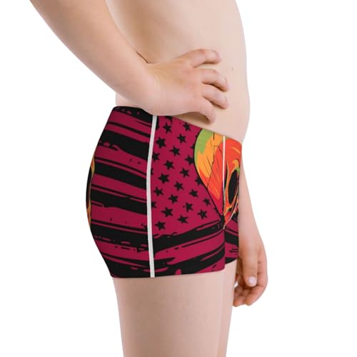 Boys' Cotton Boxer Brief Soft Underwear-Skull And Flag Usa2