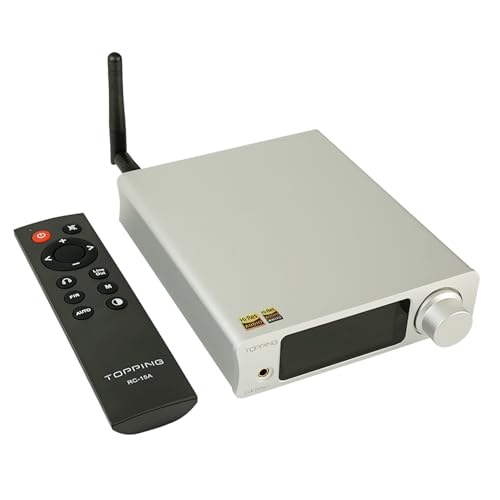 TOPPING DX3Pro+ LDAC Headphone Amplifier, ES9038Q2M Bluetooth 5.0 DAC, NFCA Audio Decoder, USB/Optical/Coax Inputs, with Remote Control, Headphone Amp, Line Out, Pre-Amp Function (Silver)
