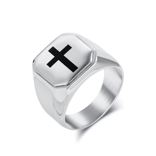 Bagues de fiançailles pour homme avec motif croix gothique 16mm