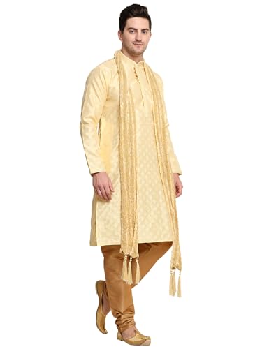 Men's Tunic Art Silk Kurta Pajama Pyjama Dupatta Set with Embroidery Zari Work Indian Clothing Dress Gifts Items2
