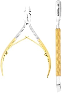 GMI-TWEEZERS - Professional Cuticle Remover, Cuticle Pusher And Cuticle Trimmer - Manicure Tool Cuticle Nippers - Durable Cuticle Cutter For Finger And Nail - Instant Cuticle Kit (Gold)